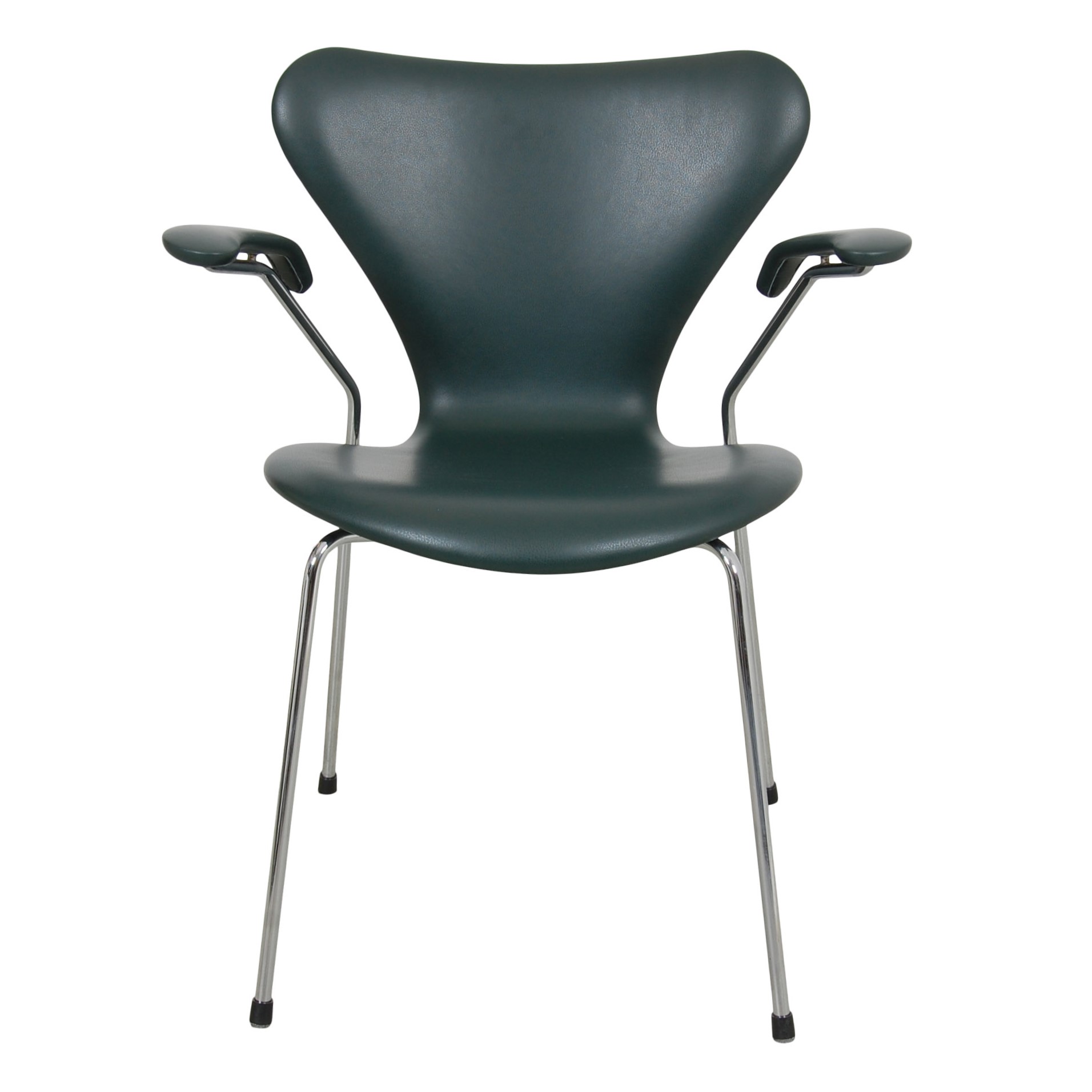 Arne Jacobsen Seven armchair, 3207, newly upholstered with dark